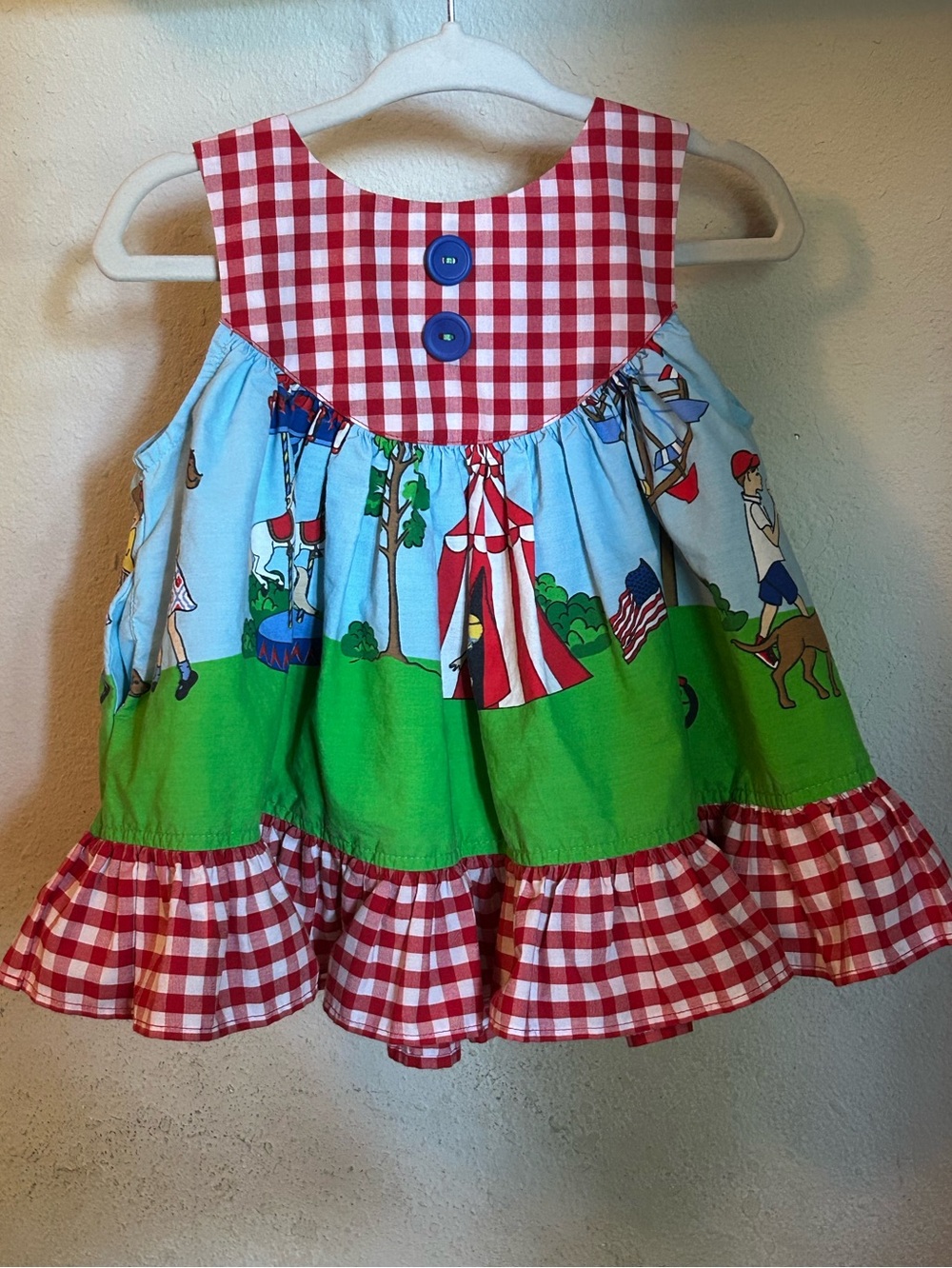 Eleanor Rose Carnival County Fair July 4th | Red Gingham & Print Sundress | 6mo